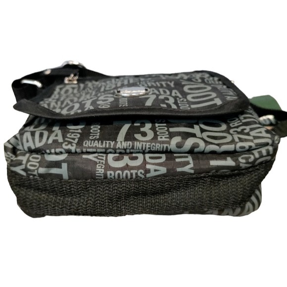 Roots Canada Messenger Crossbody Bag Black & Gray Nylon Establish 1973 Small NWT - Picture 4 of 14